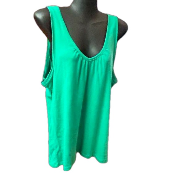 NWOT XL Merona green scoop v-neck loose relaxed fit ribbed knit tank top - Picture 4 of 13